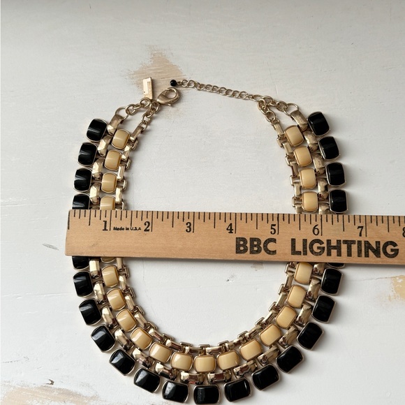 Retro The Limited Gold Tone with Black and Cream Lucite Statement Necklace - Picture 12 of 13